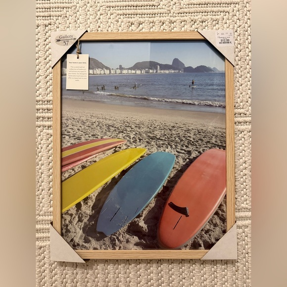 Gallery Other - Gallery Coastal Surfboard Print with Natural Wood Frame